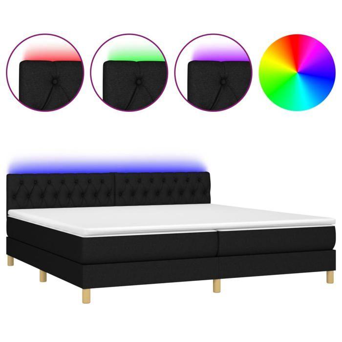 Maison Exclusive - Sommier à lattes de lit et matelas et LED Noir 200x200 cm Tissu