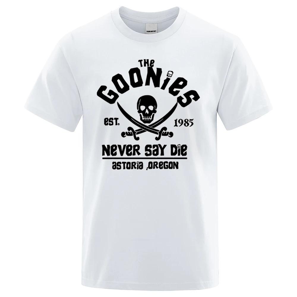Men Oregon Pirate Flag Never Say Die Astoria Casual Tee Shirt Cotton Breathable Short Sleeve Brand Tops