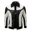 Giacca in Pelle da Uomo Nuova Giacca da Motociclista in PU da Uomo Giacca Colore Abbinato Moda Pelle Uomo Cappotti Sportivi