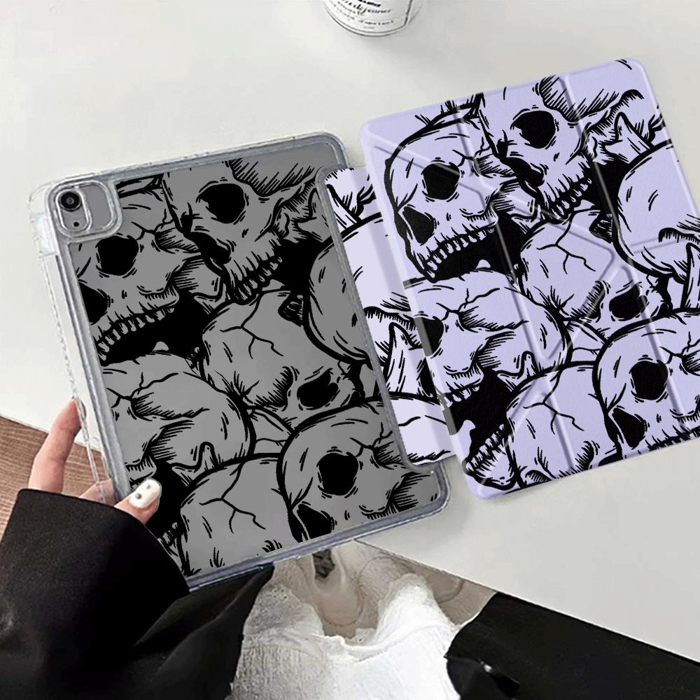 Creative Skull Y-Fold Holder Cover Tablet Case For iPad Mini 6 7 Air 4 5 M3 M2 1 2 M4 11inch Pro 2025 Pro 11th 10th 9th 8th 7th