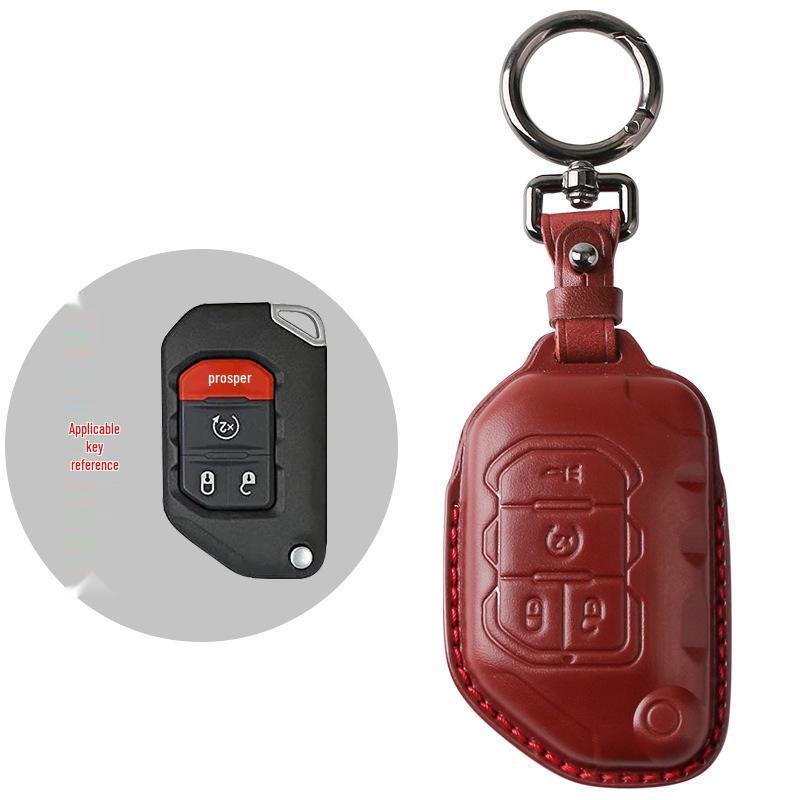 

Jeep Wrangler & Gladiator Retro Leather Key Cover - Cross-Border Protection Shell вино красного
