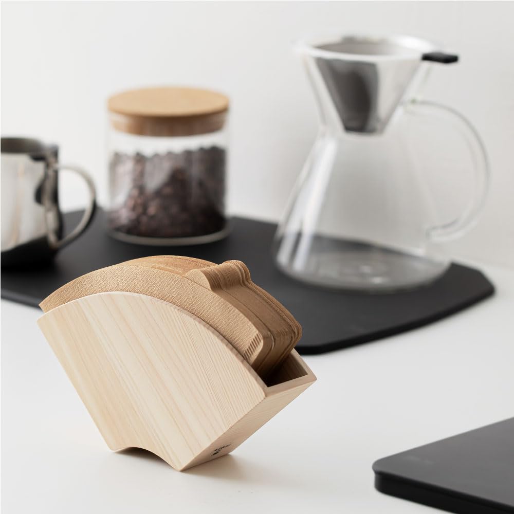 Coffee Filter Nikii Wide x Deep x Made in Shimanto Hinoki Paper Filter Holds 30 Fits or &NE Holder, Cafe, Natural, 16.7cm 4.0cm 8.8cm High, Magnetic,