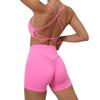 Fashion Cross Shoulder Strap Backless Bra Peach Hip Shorts Yoga Suit Running Quick-Drying Tight Sports Workout Clothes