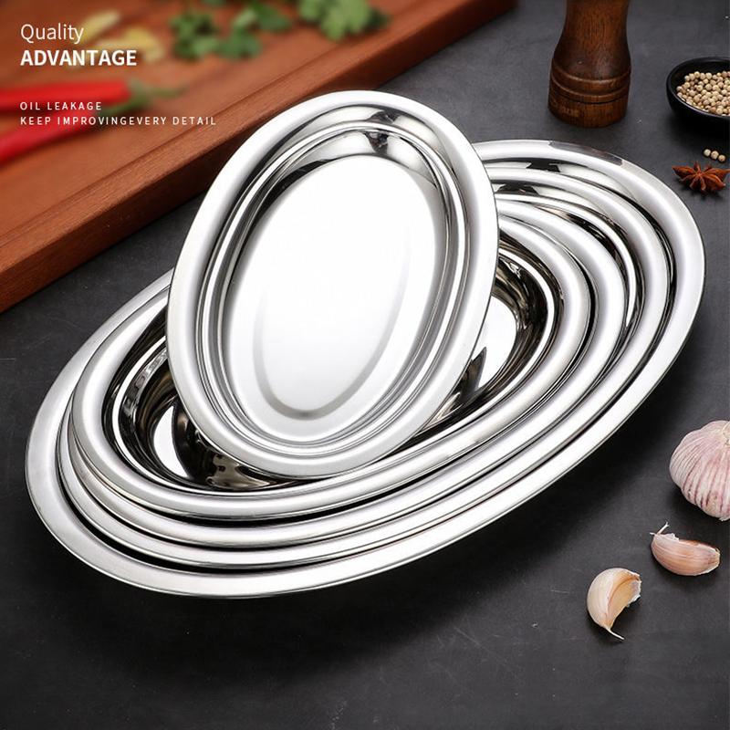Talíř Servírovací Ocel Nerezový Podnos Talíře Podnos Oválný Talíř na Ryby Večeře Kovový Dezert Jídlo Sushi Svačina Paření Ovoce Podnosy
