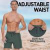 Herren Badehose mit Kompressions-Innenhose 2 in 1 Schnelltrocknende Herren Badeshorts mit Boxer-Innenslip Surfen Dehnbar Strandshorts mit Reißverschlusstaschen_gg