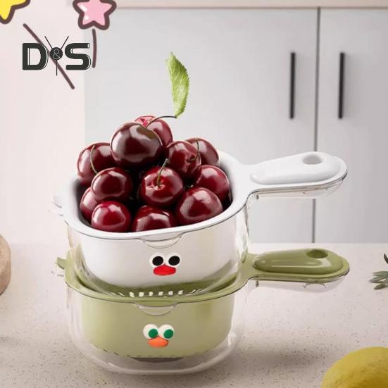 2/3 stk doble lags avløpskurver med håndtak BPA-fri multifunksjonell fruktsil avløpskurver med håndtak