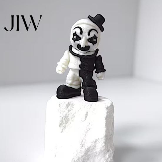 Unique Horror Film Fan Gifts 3D Printed Black And White Clown Ornament, Creative Statue, Detailed Sculptures Mini Figurine for Home Office Halloween