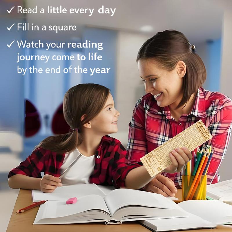 Wooden Book Tracker Bookmark - Books Read This Year Counter, Yearly Habit Log, Laser-Engraved Reader Planner