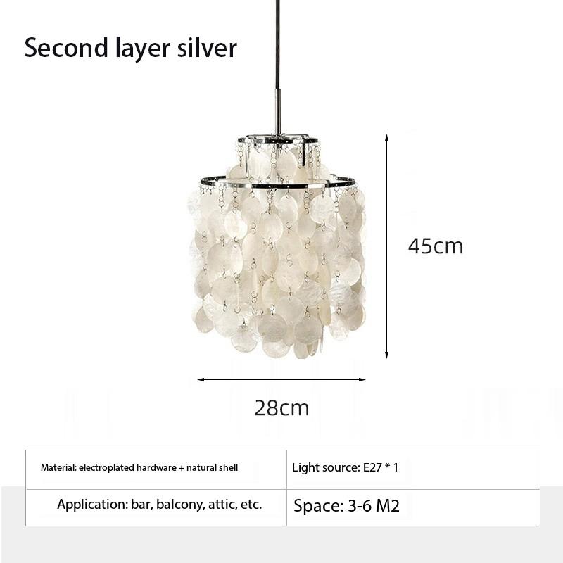 Romantic Led Shell Chandelier Modern Simple Pendent Lamp Natural Shell Wind Chime Lamp Villa Restaurant Suspended Hanging Lamp