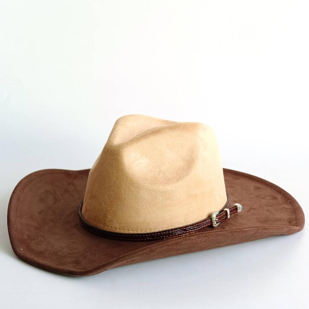 Western Cowboy Style Suede Patchwork Wide-brimmed Hat Parties Riding and Mexican-style Panama Hats Chapéu