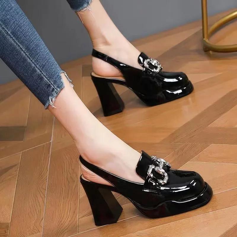 Fashion 2024 Women Sexy Fashion  High Heels Pumps Shoes for Office Leather High Platform Heels Red Black Spring Summer Crystal Sandals