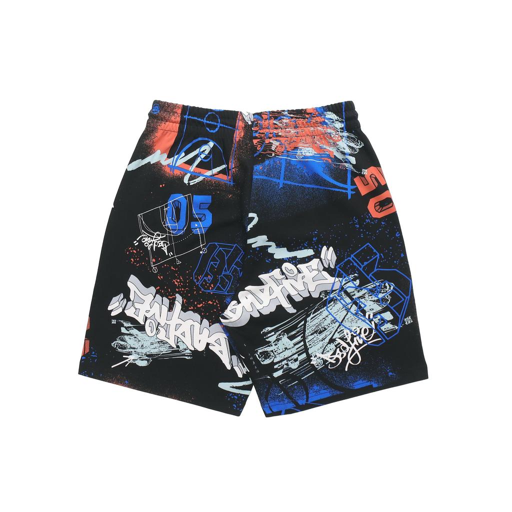 Li Ning Badfive Sports Basketball Series Theme All Over Print Loose Knit Shorts Men Shorts Colorful-Camouflage AKSR155-3