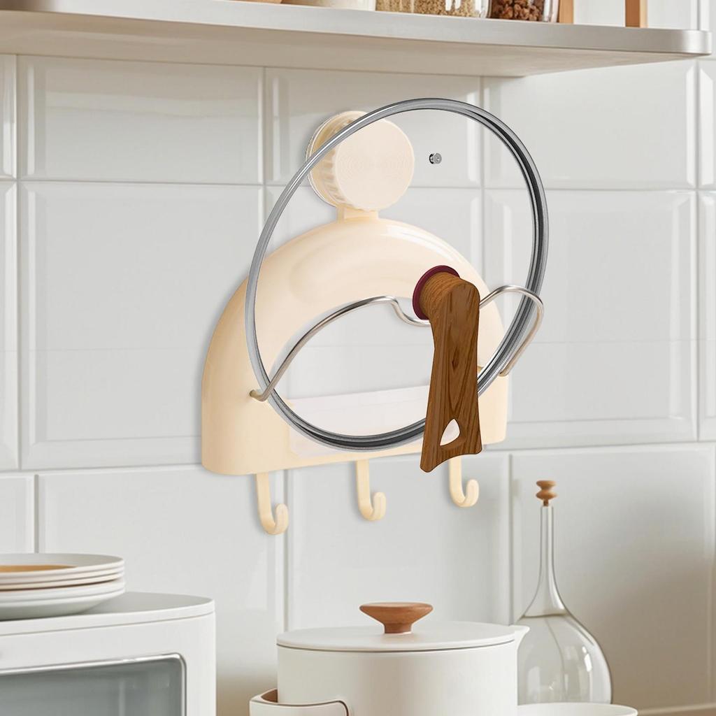 Wall Mounted Pot Lid Organizer Suction Cup Cutting Board Rack Kitchen Pot Lid Rack For Home Cooks Apartment Homemakers Cooking