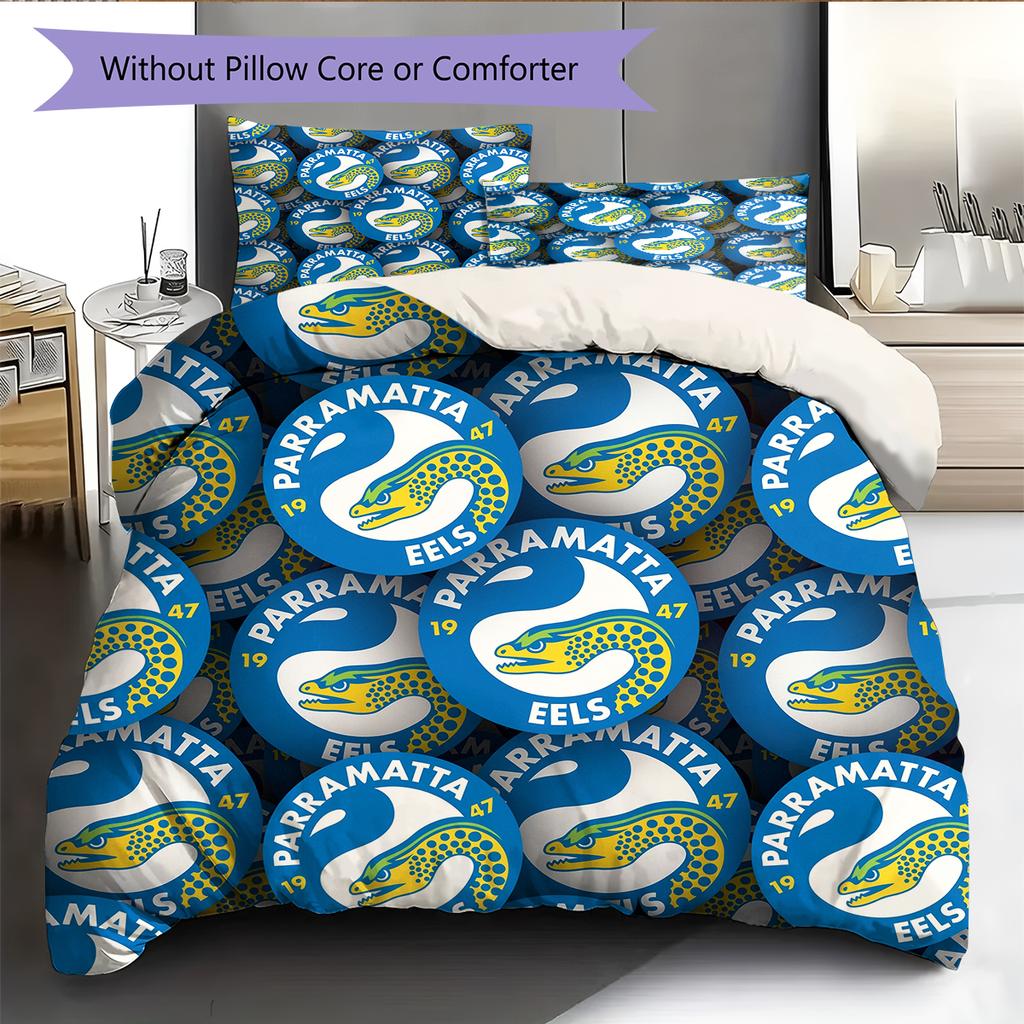 Biancheria da letto con motivo Parramatta Eels Decorazione per la casa Regalo di compleanno e festa (1 * copripiumino + 2 * federa, senza nucleo)