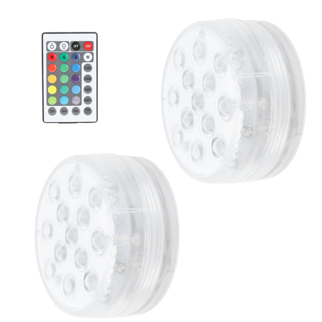 2PCS LED Pool Lamp 16 Color RGB Submersible Light with Magnet Suction Cup for Fish Tank Fountain