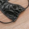 Nowe Błyszczące Skórzane Bikini Stringi z Trójkątnymi Miseczkami - Seksowny Strój Kąpielowy Wiązany ZY020