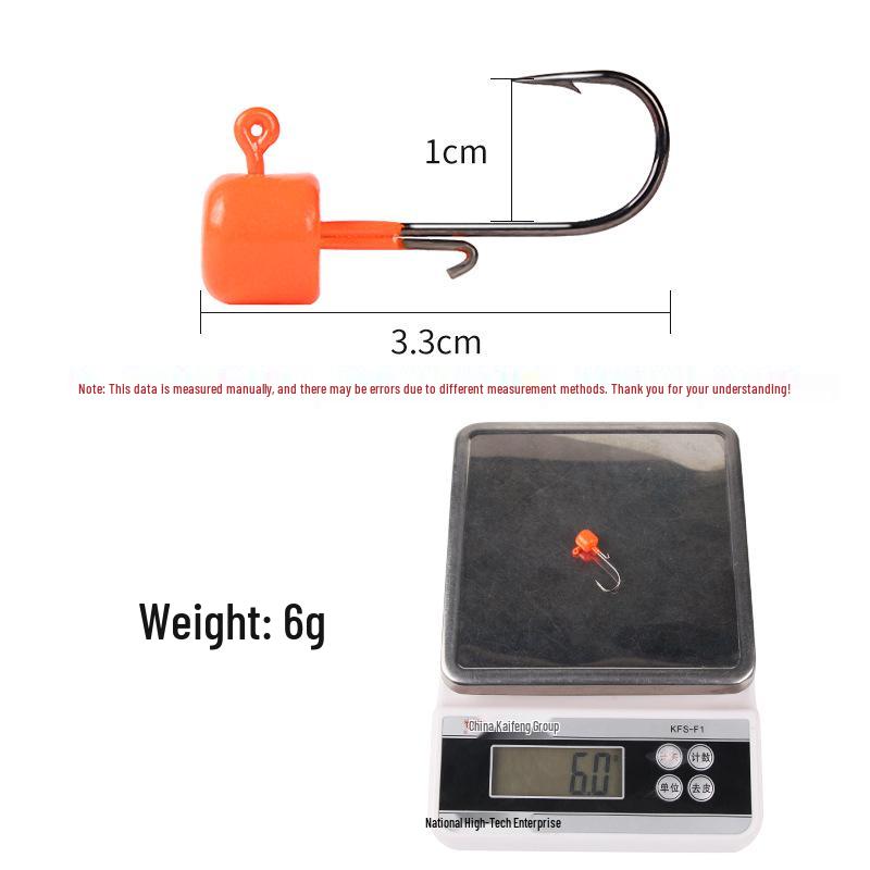 5 Pcs/bag - Sharp 6-Color Internal Lead Head Hook Lure for Bass Fishing