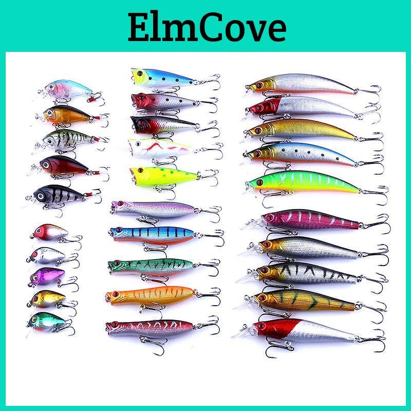 Hengjia Fishing 30pclot Mixed Lureset Plastic Poppercrankbaitminnow Bionic Wobbler Fishing Tackle
