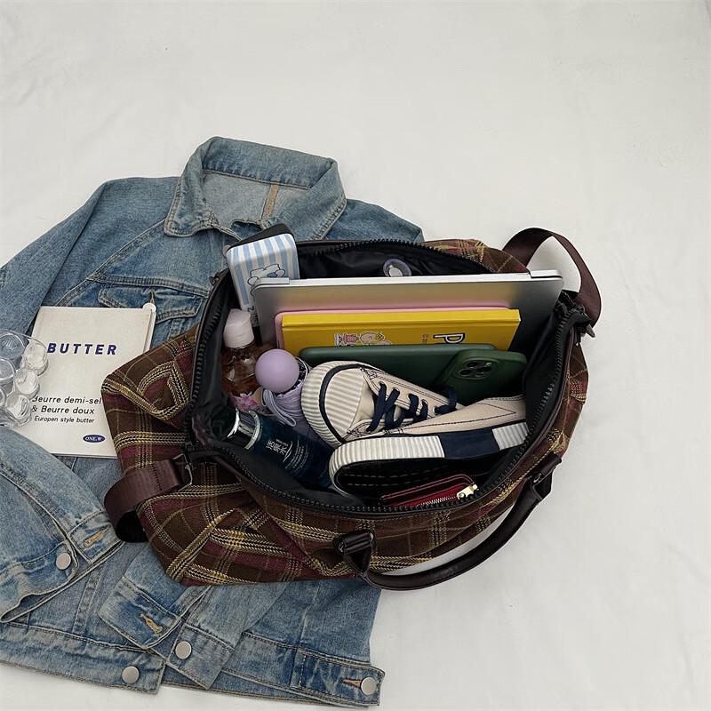 Fashion Plaid Travel Duffel Bag
