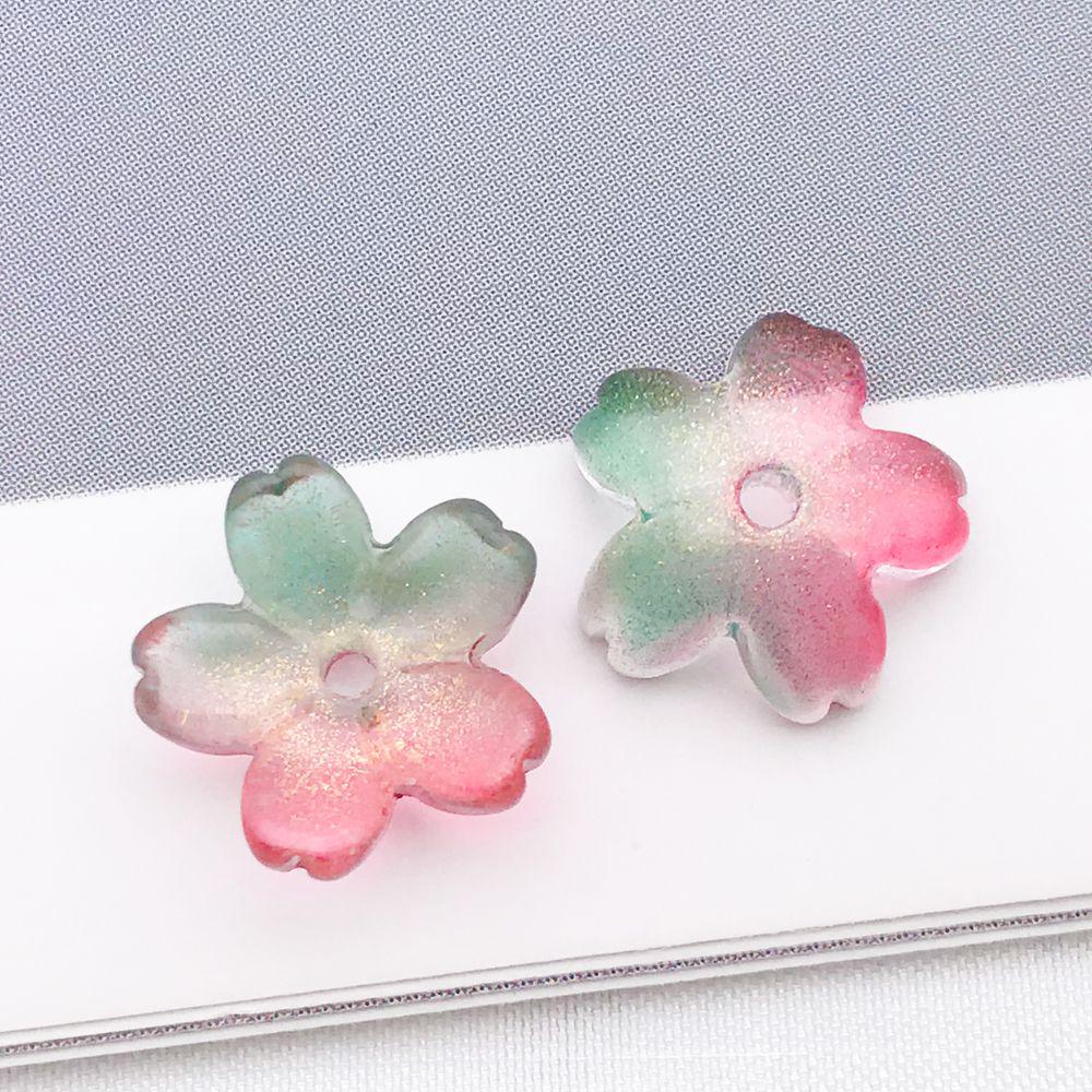 50 Multicolor Transparent Gradient Cherry Blossom Petal Charms for DIY Jewelry