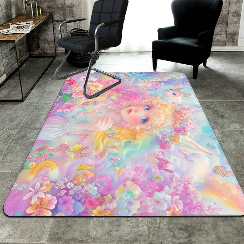 Dreamy colorful girl Rug Floor Mat for Living Room or Bedroom Soft and Comfortable Carpet a Gift for Birthday and Holiday.