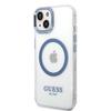 Etui do iPhone 14 Plus Guess Metal Outline MagSafe Niebieskie
