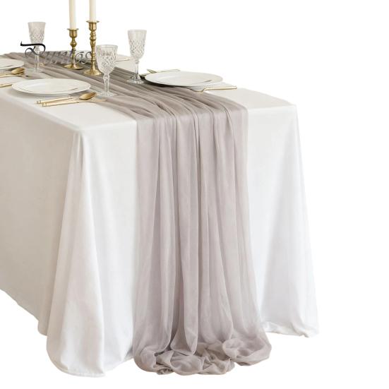 Heat Resistant Table Runner Sheer Flowing Runner, Chiffon Wedding Elegant Solid Color Durable for Dining Home Bridal Shower Party Decor Decorative