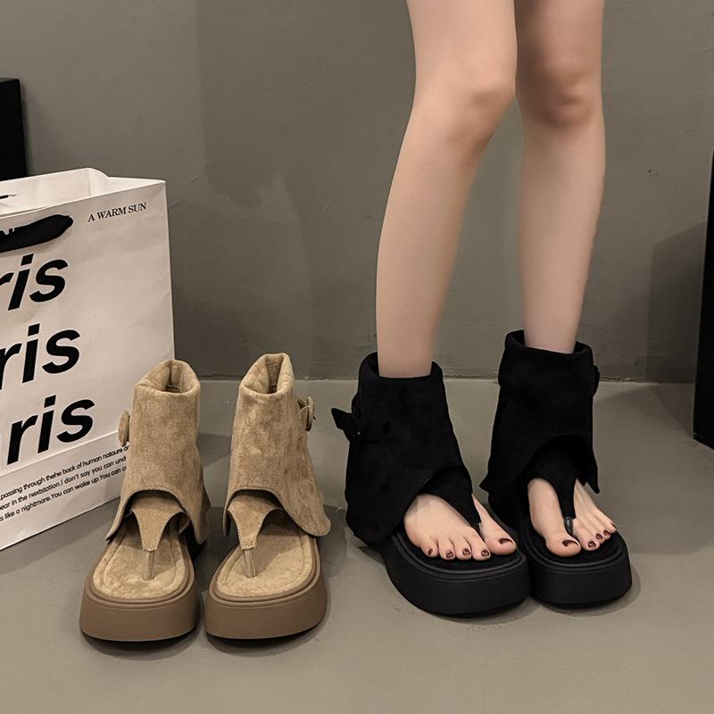 2025 Summer New Boots Women's Toe Cool Boots Women's Heap Boots Thick-soled Heightening Western Cowboy Boots Short Boots