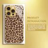 Leopard print metal paint tempered glass phone case suitable for iPhone17 16 15 14 13 12 11Pro Max Plus anti drop and shockproof
