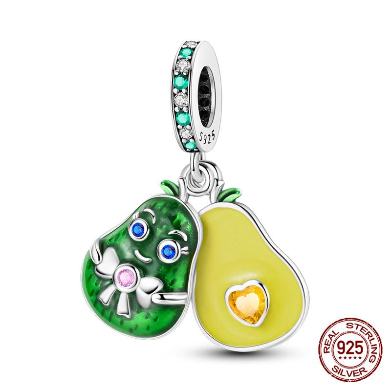 Originální přívěsek Měděný ovocný série Avokádo a Třešeň Přívěsky Korálky Pasuje na 3mm Originální náramek Náhrdelník Dámské DIY Šperky Dárek