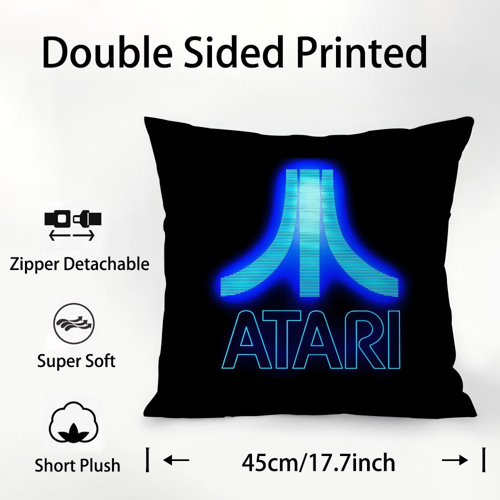 A-AtariS Game Logo Pillow Case Plush Fabric Soft Double Sided Print Sofa Cushion Cover Throw Pillow Covers