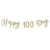 Regalo 100 Days Celebration Letter Banner Garland Decoration HAPPY 100 DAYS Cursive Birthday Photo Alphabet (Glitter Gold Merry)