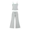 Koreanisches Farbblock-Streifen-Camisole & Hose mit Kordelzug und Schlag