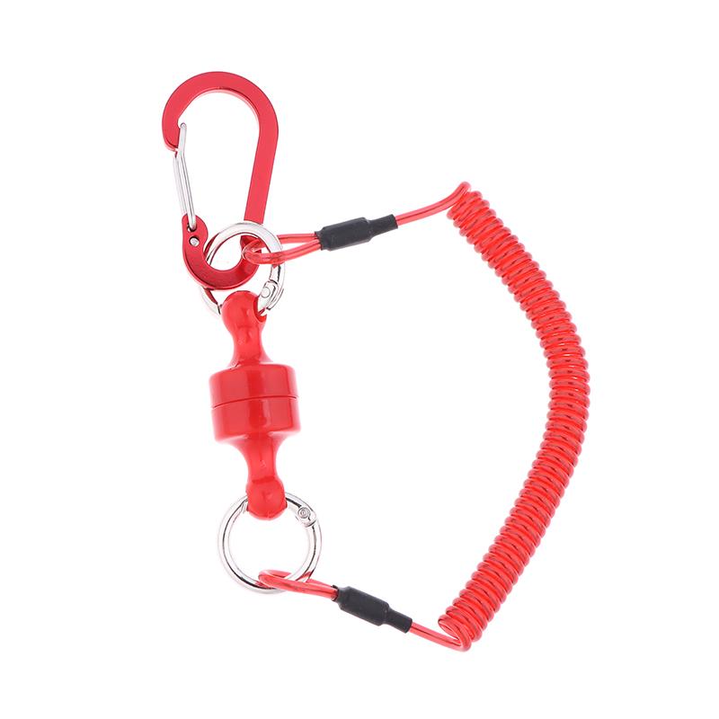 Magnetischer Netzfreigabehalter Mit Spiralkordel Fliegenfischerwerkzeuge Starker Magnet Karabiner Schnelles Schloss Anti-Drop Seil Zubehör