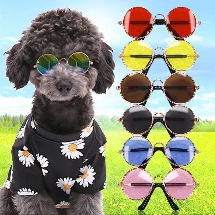Pet Round Frame Sunglasses - Trendy Retro Glasses for Dogs and Cats