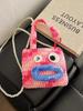 Knitted Cartoon Panda Shaped Coin Purse With Pearl Embellishments For Daily Use