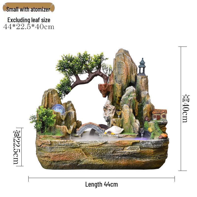 Rockery Water Fountain Feng Shui Wheel for Living Room, TV Cabinet, Office Tabletop