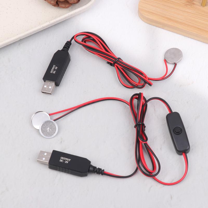 Usb To 3V Cr2032 Fake Battery Charger Cord With Switches Power Supply Cable For Watch Microphone Toy Remote