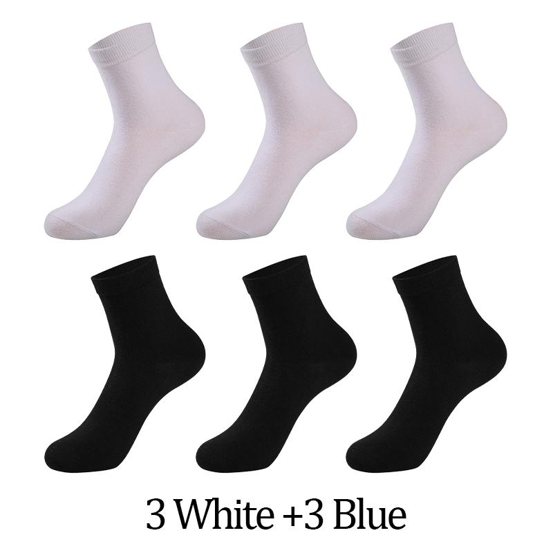 6 Paar Herrensocken Schwarz Weiß Grau Business Men Tube Socken Weich Atmungsaktiv Frühling Sommer für Männersocken Übergröße