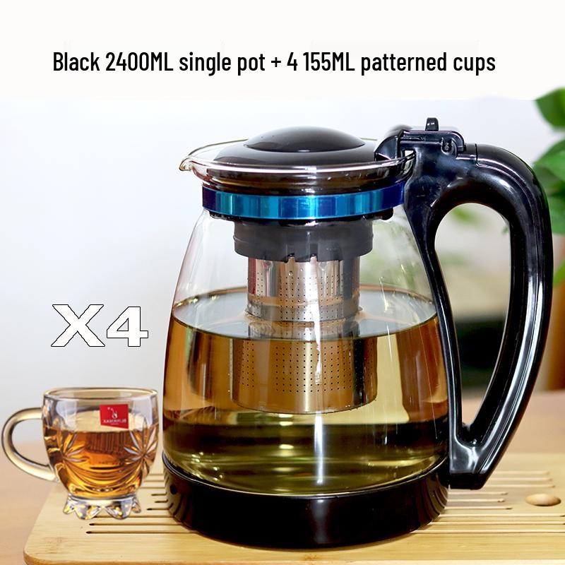 Large Heat-Resistant Glass Teapot with Filter for Flower Tea