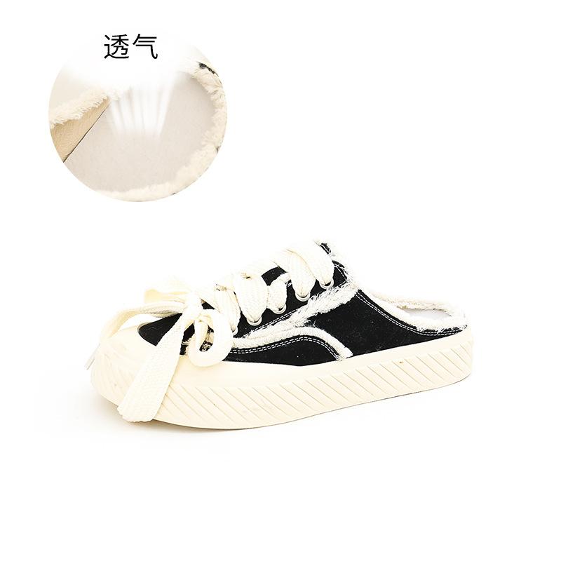 

Нищенские парусиновые тапочки женские 2025 лето новые женские с закрытым носком пляжные тапочки модная обувь прохладные тапочки женский тренд 35 чёрный