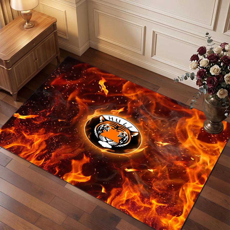 Hull City Football Print Crystal Velvet Rug, Comfortable Water Absorbent Non Slip Indoor Floor Carpet