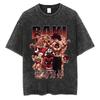 Anime Baki Washed Tshirt Harajuku Summer Cotton Short Sleeve Oversize Tees Vintage Streetwear Baki Hanma Print T-Shirt