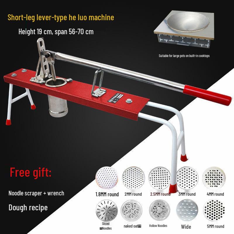 Manual Noodle Press Machine for Homemade Lo Mein with Hand Lever & Large Cross Wheat Taibao Roller.