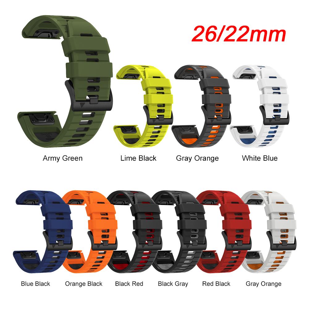 QuickFit 22mm 26mm Silicone Watch Strap for Garmin Fenix 8 Pro 8 E 7X 7Pro/Instinct 2X/Enduro 3/Tactix 8 Replacement Watch bands