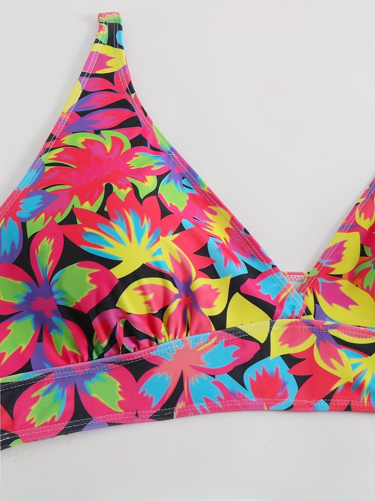 Cross-Border Split Bikini: Sexy Bandeau Print Triangle Swimwear for Women