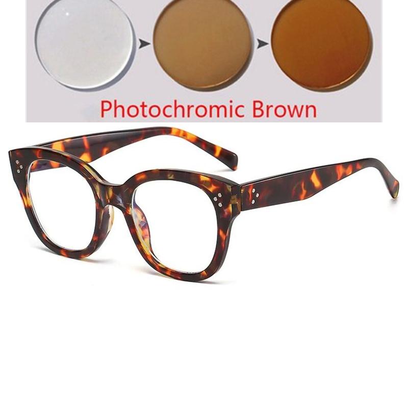 0 -0.5 -0.75 To -6.0 Leopard Frame Square Prescription Glasses For The Nearsighted Anti Blue Light Power Glasses With Diopters
