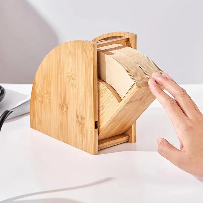 Leeseph Bamboo Coffee Filter Paper Storage Box, Coffee Filter Holder Paper Filter Storage Stand Dispenser, Coffee Accessories
