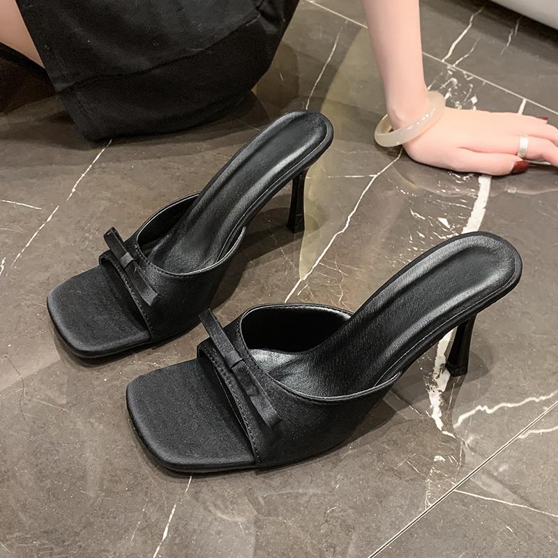 Fashion NewHigh Heels Women's Slippers Elegant Casual Square Toe Slippers Summer Shoes Zapatos De Mujer Women's Designer Sandals 34-42