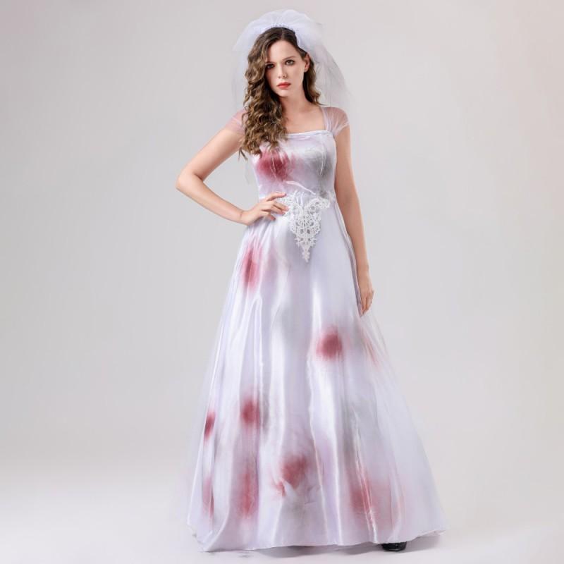 Halloween Ghost Bride Costume Womens Cosplay Dress Party Prom Role Play Outfit